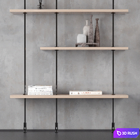 Rack - Shelf 02 - Minimal Shelves With Decorative Objects 3D Model Vray, Corona