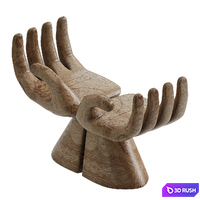 Wood Carved Buddha Hand Accent Piece 3D Model Corona