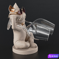 Glass holder in the shape of a French bulldog 3D Model Vray, Corona
