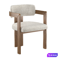 Curved Walnut Dining Chair 3D Model Vray, Corona