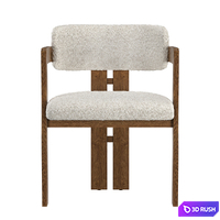 Curved Walnut Dining Chair 3D Model Vray, Corona