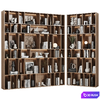 Modular bookcase in modern minimalist style 05 3D Model Vray, Corona