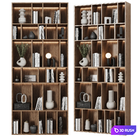 Modular bookcase in modern minimalist style 05 3D Model Vray, Corona