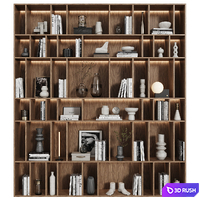 Modular bookcase in modern minimalist style 05 3D Model Vray, Corona
