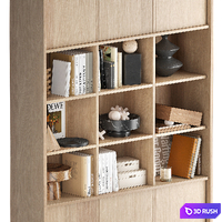 Rack with decorative objects and books 01 3D Model Corona