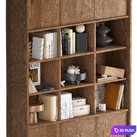 Rack with decorative objects and books 01 3D Model Corona