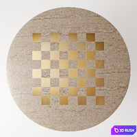 Kikko White Travertine and Brass Inlay Game Side Table 3D Model Corona