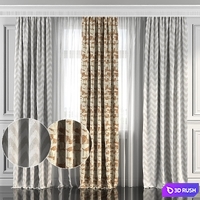 Curtains with window 117 3D Model Vray