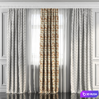 Curtains with window 117 3D Model Vray