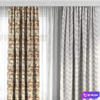 Curtains with window 117 3D Model Vray