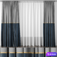 Gray-blue curtains 50/50 3D Model Corona