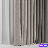 Curtains in two colors with tulle 3D Model Vray, Corona