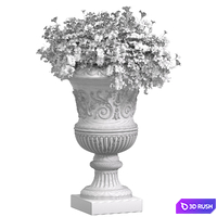 White Petunia flower in a classic flowerpot for decorating the facade.Petunia Plant Flowerpot 3D Model Vray, Corona