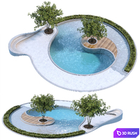 Swimming pool 037 3D Model Vray, Corona