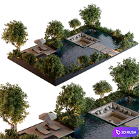 Landscape Furniture Backyard with Pool 96 3D Model Vray, Corona