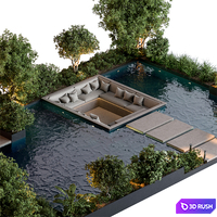 Landscape Furniture Backyard with Pool 96 3D Model Vray, Corona