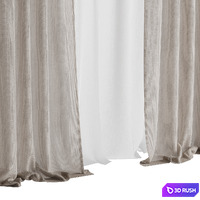 Curtains with tulle 3D Model Corona