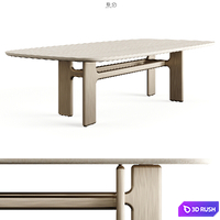 Bonaldo HIPPOS Travertino Table 3D Model Vray, Corona