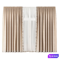 Curtains with piping and tulle 3D Model Corona