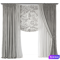 Two-color curtains with a grab 3D Model Corona