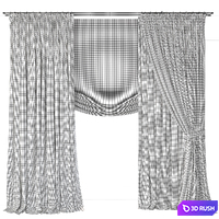 Two-color curtains with a grab 3D Model Corona