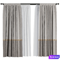 Curtain Set M64 3D Model Vray, Corona