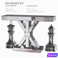 Eichholtz Console Table Valetta &amp; Chess King &amp; Queen 3D Model Vray
