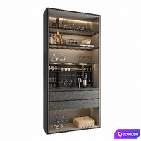 Wine Cabinet With Glasses &amp; Decoration 013 3D Model Vray, Corona