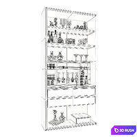 Wine Cabinet With Glasses &amp; Decoration 013 3D Model Vray, Corona