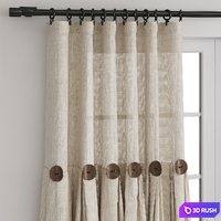 Curtain 70/ Linen curtains with decorative buttons 3D Model Corona