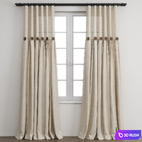 Curtain 70/ Linen curtains with decorative buttons 3D Model Corona