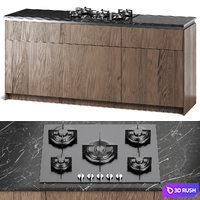 Gas Hob Cooktop Kitchen Appliance Module 3D Model Vray, Corona