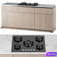 Gas Hob Cooktop Kitchen Appliance Module 3D Model Vray, Corona