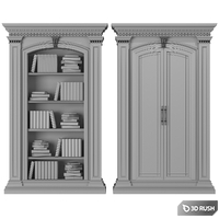 blk wood classical bookcase art 004 3D Model Corona