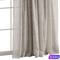 Pinch Pleat Linen Curtain with Roller Blind 3D Model Vray, Corona