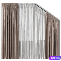 Beveled attic curtains 6 3D Model Vray, Corona