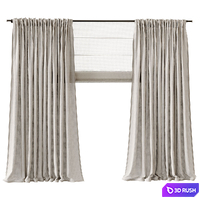 Linen curtains on a cornice 3D Model Corona