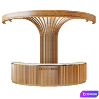 Decorative column with wooden slats and reception 3D Model Vray, Corona