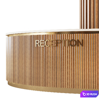 Decorative column with wooden slats and reception 3D Model Vray, Corona
