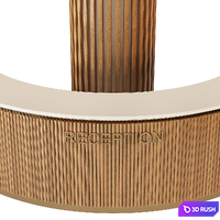 Decorative column with wooden slats and reception 3D Model Vray, Corona