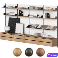 New Works Library Shelf 3D Model Vray, Corona
