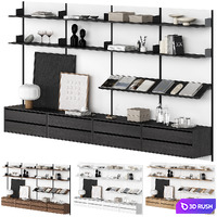 New Works Library Shelf 3D Model Vray, Corona