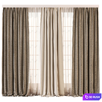 Herringbone and Sheer Curtain Set 71 3D Model Vray, Corona