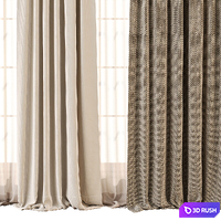 Herringbone and Sheer Curtain Set 71 3D Model Vray, Corona
