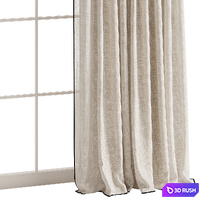 Black Trim Linen Curtains with Relaxed Roman Shade 3D Model Vray, Corona