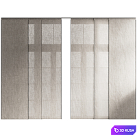 Black Trim Linen Panel Blind 3D Model Vray, Corona