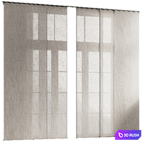 Black Trim Linen Panel Blind 3D Model Vray, Corona