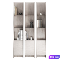 Vertical metal shelves with decor 3D Model Vray, Corona