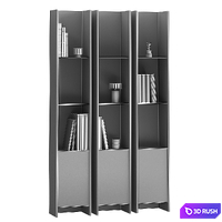 Vertical metal shelves with decor 3D Model Vray, Corona