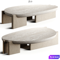 Carlyle Collective Toulouse I Travertine Coffee Table 3D Model Vray, Corona